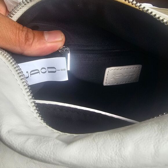 Cream Canvas Cosmetic Bag with Zippered Closure - Picture 3 of 3